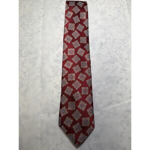 Vintage Adams Rowe Men’s Necktie, Red With Geometric Print
